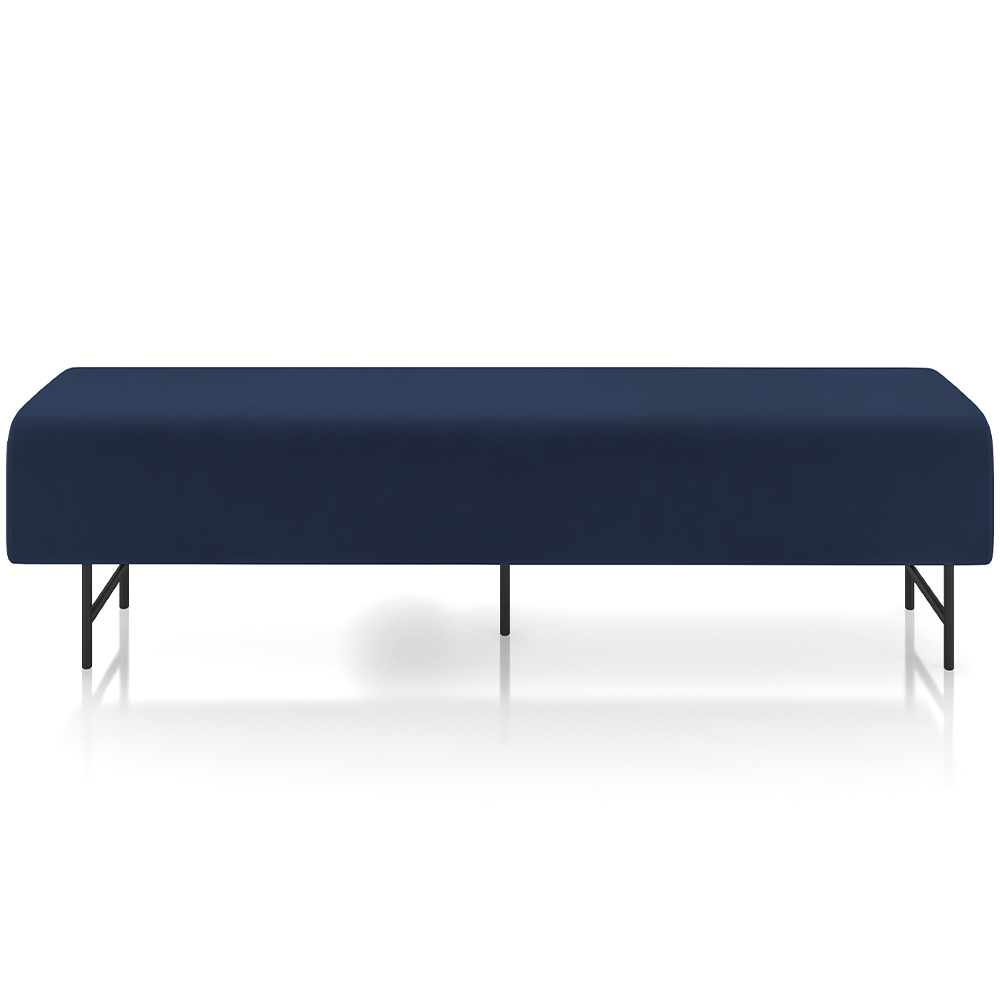 Puff Recamier Decorativo com Pés Industrial 140cm Novara P05 Veludo Azul Marinho - Lyam Decor