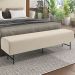 Puff Recamier Decorativo com Pés Industrial 140cm Novara P05 Veludo Bege - Lyam Decor