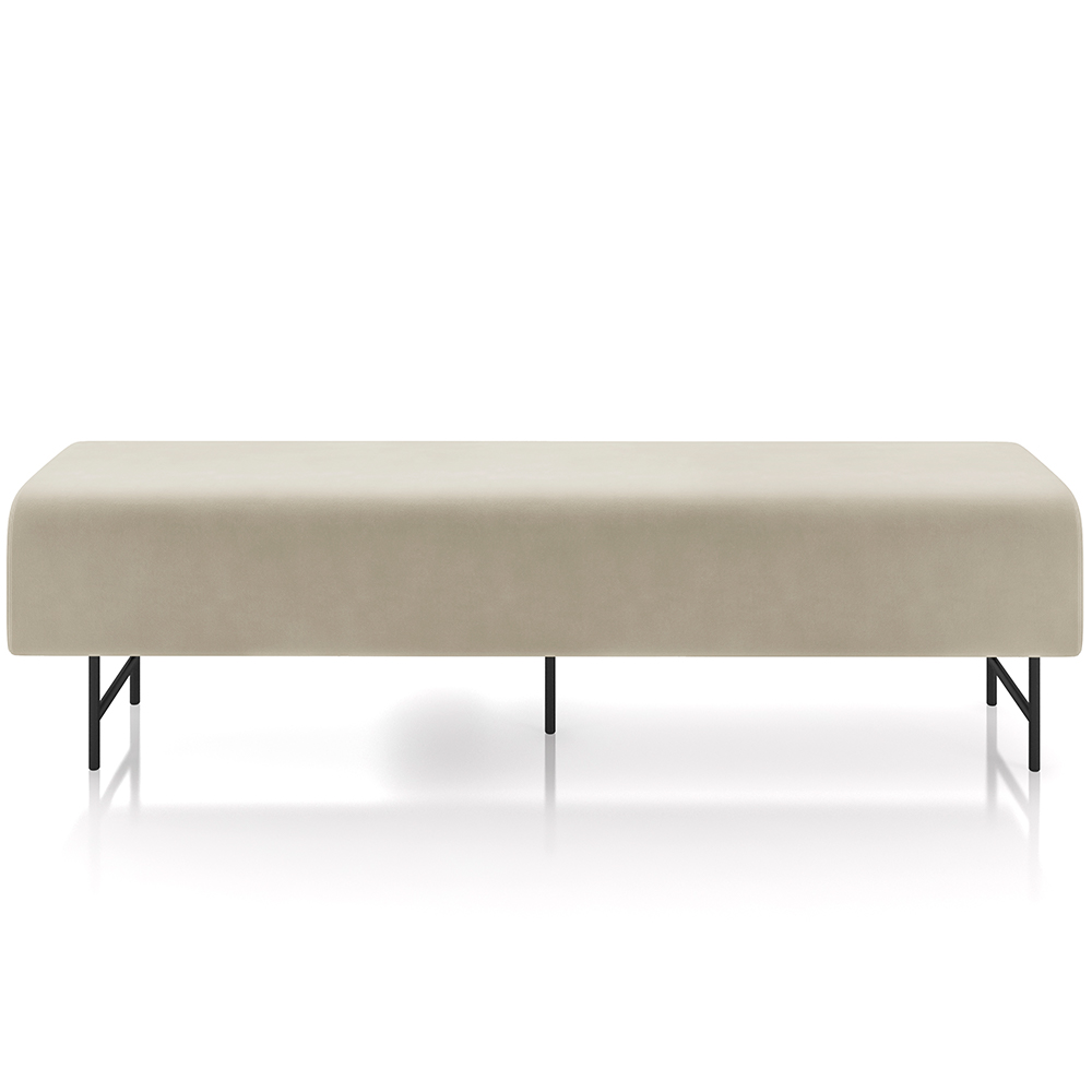 Puff Recamier Decorativo com Pés Industrial 140cm Novara P05 Veludo Bege - Lyam Decor