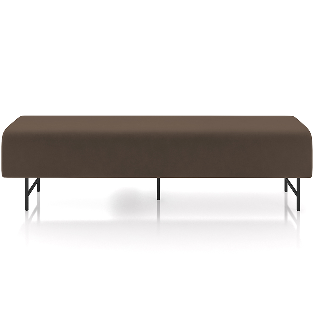 Puff Recamier Decorativo com Pés Industrial 140cm Novara P05 Veludo Marrom - Lyam Decor