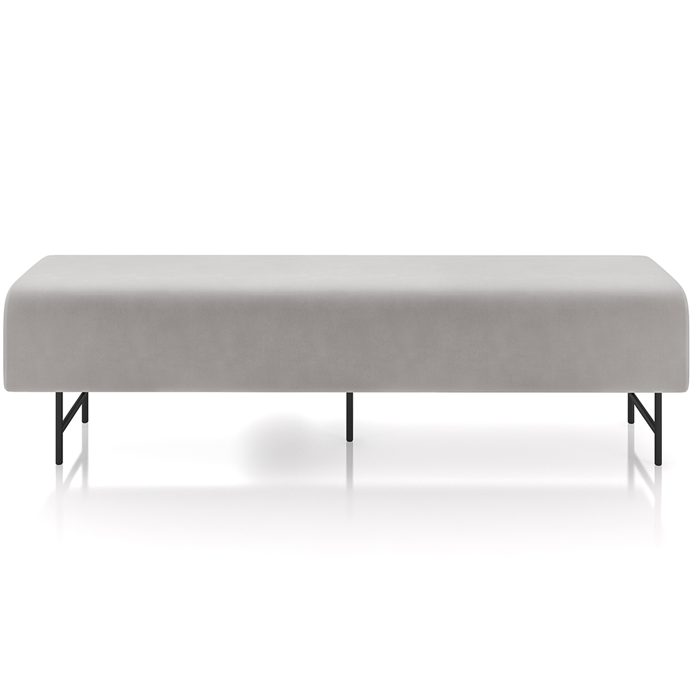 Puff Recamier Decorativo com Pés Industrial 160cm Novara P05 Veludo Cinza - Lyam Decor