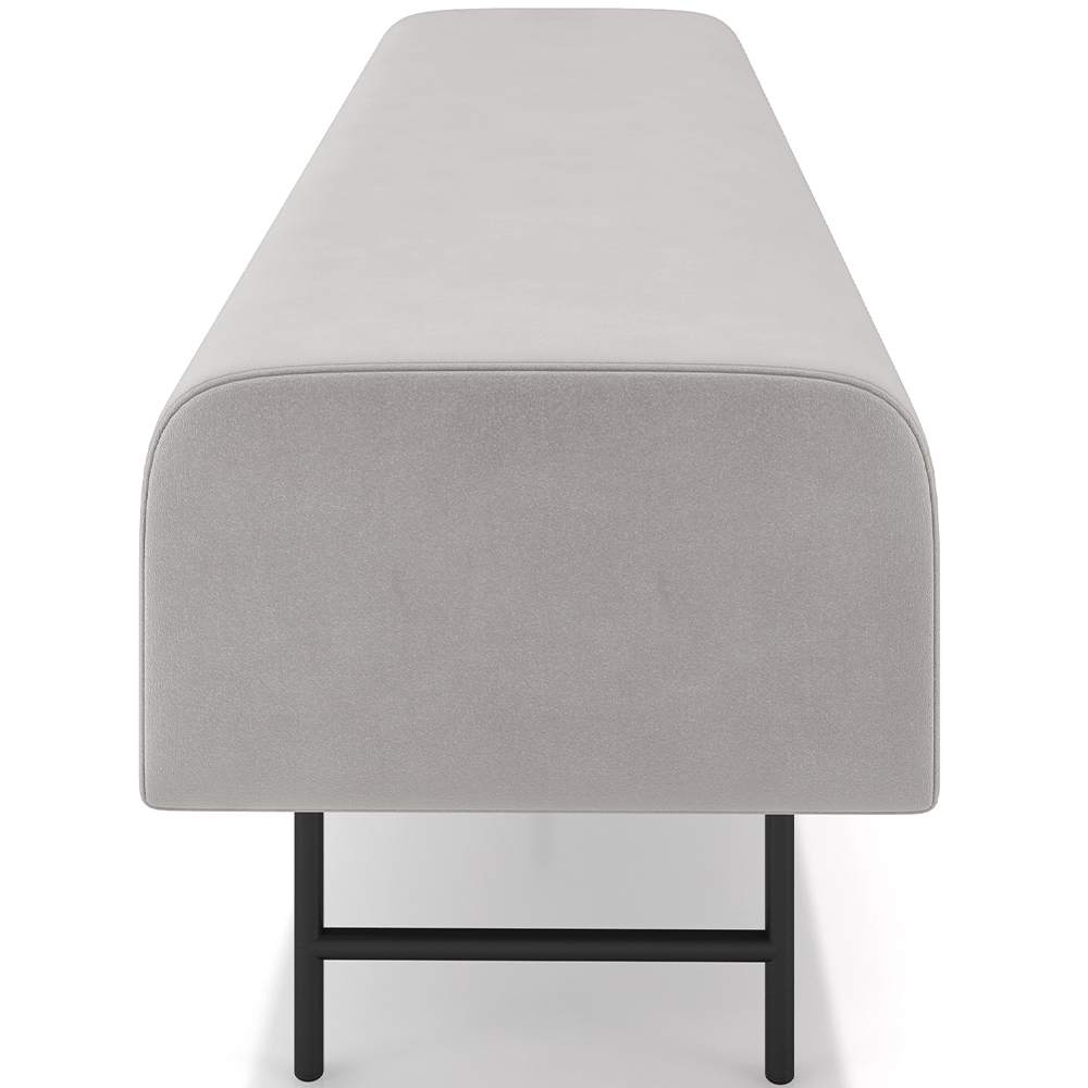 Puff Recamier Decorativo com Pés Industrial 160cm Novara P05 Veludo Cinza - Lyam Decor