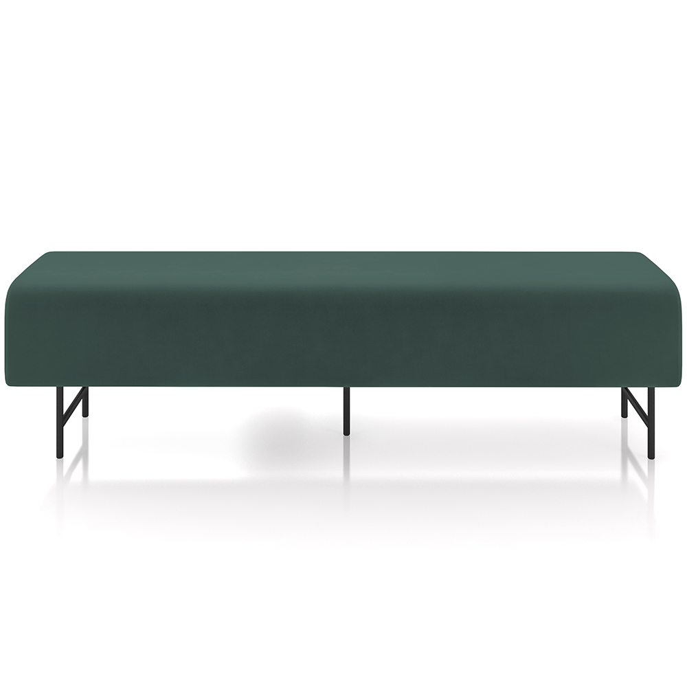Puff Recamier Decorativo com Pés Industrial 160cm Novara P05 Veludo Verde Musgo - Lyam Decor