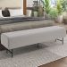 Puff Recamier Decorativo com Pés Industrial 195cm Novara P05 Veludo Cinza - Lyam Decor