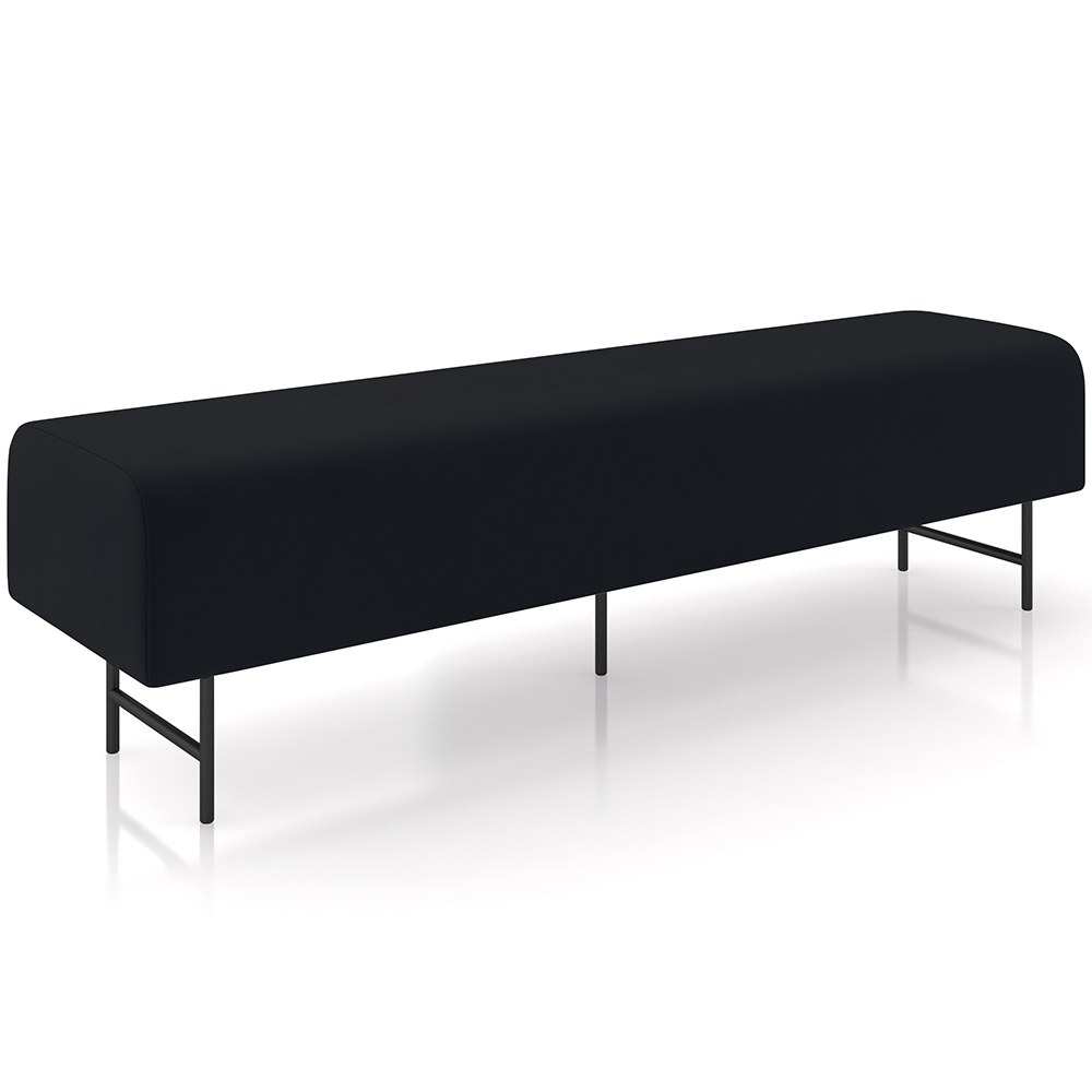 Puff Recamier Decorativo com Pés Industrial 195cm Novara P05 Veludo Preto - Lyam Decor