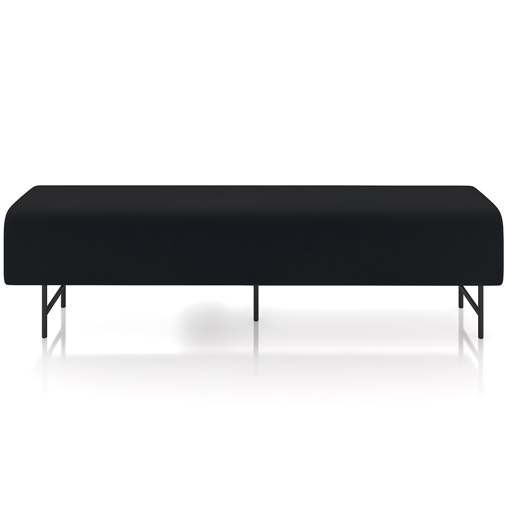 Puff Recamier Decorativo com Pés Industrial 195cm Novara P05 Veludo Preto - Lyam Decor