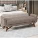 Puff Recamier Decorativo com Pés em Madeira 140 cm Itália P05 Veludo Bege - Lyam Decor
