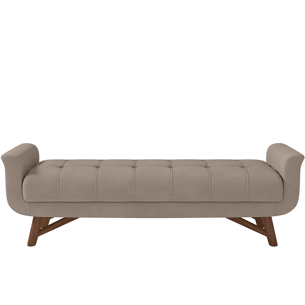Puff Recamier Decorativo com Pés em Madeira 140 cm Itália P05 Veludo Bege - Lyam Decor