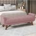 Puff Recamier Decorativo com Pés em Madeira 140 cm Itália P05 Veludo Rosê - Lyam