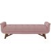 Puff Recamier Decorativo com Pés em Madeira 140 cm Itália P05 Veludo Rosê - Lyam