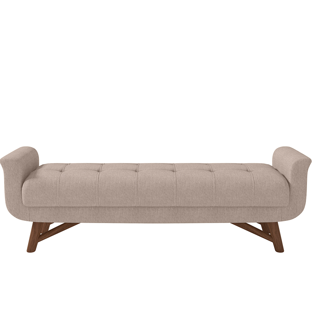 Puff Recamier Decorativo com Pés em Madeira 160 cm Itália P05 Linho Bege - Lyam Decor