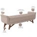 Puff Recamier Decorativo com Pés em Madeira 160 cm Itália P05 Linho Bege - Lyam Decor
