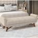 Puff Recamier Decorativo com Pés em Madeira 160 cm Itália P05 Linho Creme - Lyam Decor