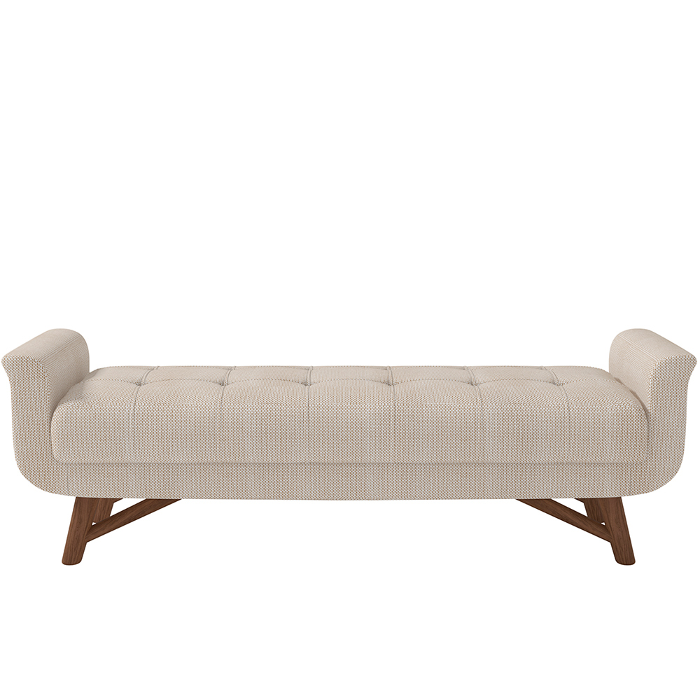 Puff Recamier Decorativo com Pés em Madeira 160 cm Itália P05 Linho Creme - Lyam Decor