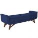Puff Recamier Decorativo com Pés em Madeira 160 cm Itália P05 Veludo Azul Marinho - Lyam