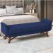 Puff Recamier Decorativo com Pés em Madeira 160 cm Itália P05 Veludo Azul Marinho - Lyam