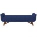 Puff Recamier Decorativo com Pés em Madeira 160 cm Itália P05 Veludo Azul Marinho - Lyam