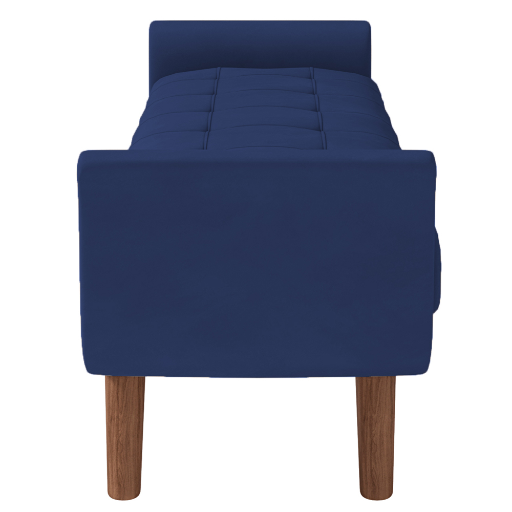 Puff Recamier Decorativo com Pés em Madeira 160 cm Itália P05 Veludo Azul Marinho - Lyam