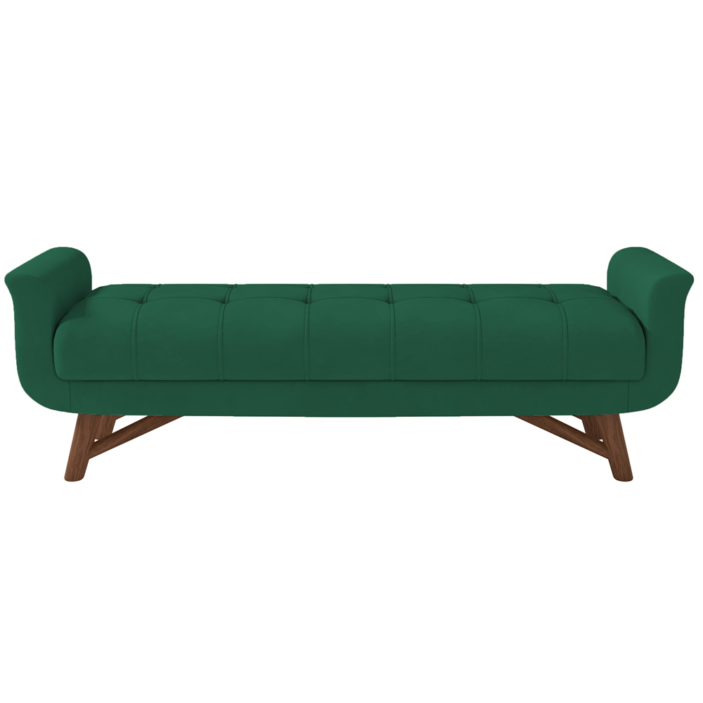 Puff Recamier Decorativo com Pés em Madeira 160 cm Itália P05 Veludo Verde - Lyam