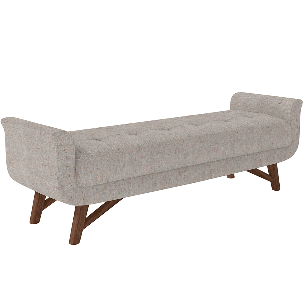 Puff Recamier Decorativo com Pés em Madeira 195 cm Itália P05 Linho Bege Claro - Lyam Decor