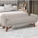 Puff Recamier Decorativo com Pés em Madeira 195 cm Itália P05 Linho Bege Claro - Lyam Decor