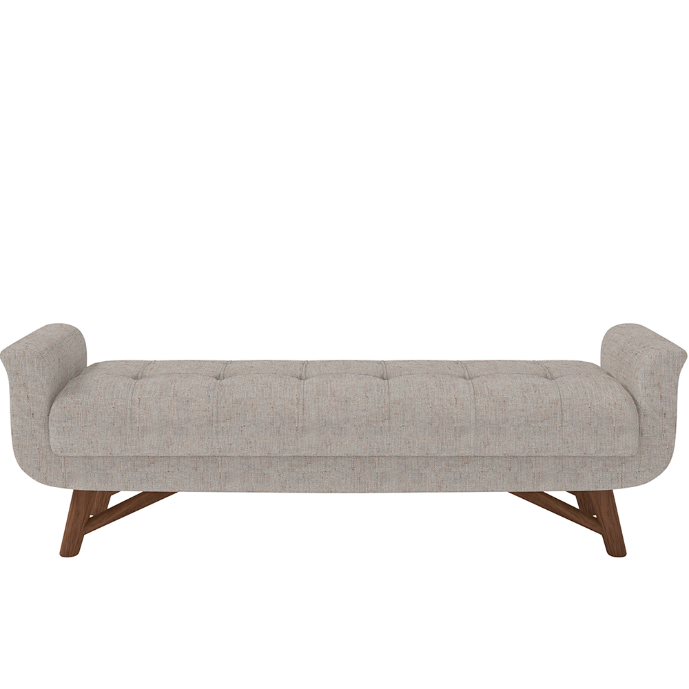 Puff Recamier Decorativo com Pés em Madeira 195 cm Itália P05 Linho Bege Claro - Lyam Decor