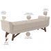 Puff Recamier Decorativo com Pés em Madeira 195 cm Itália P05 Linho Creme - Lyam Decor