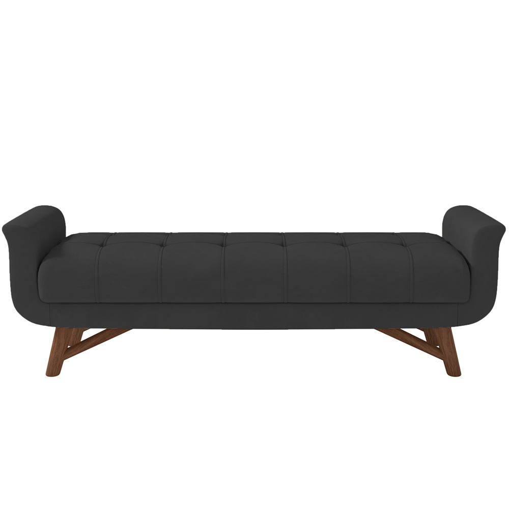 Puff Recamier Decorativo com Pés em Madeira 195 cm Itália P05 Veludo Preto - Lyam