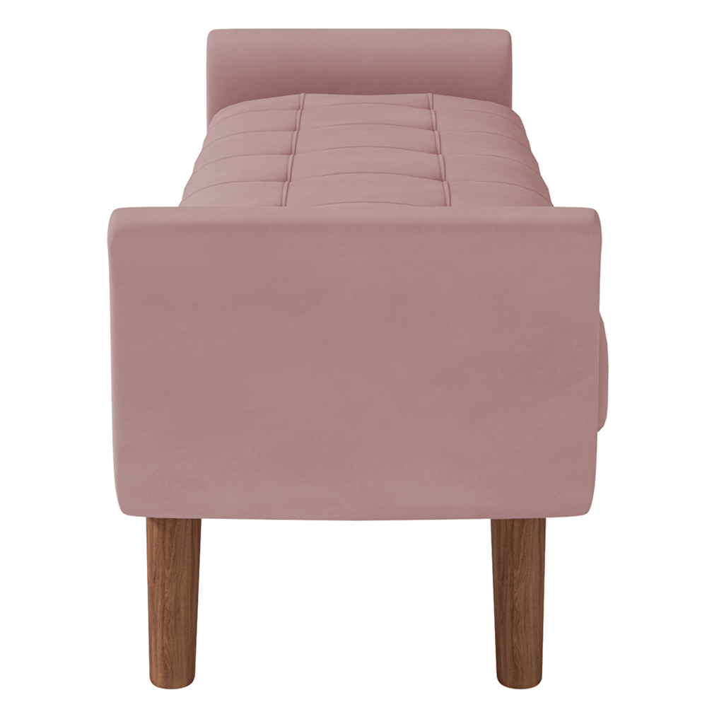 Puff Recamier Decorativo com Pés em Madeira 195 cm Itália P05 Veludo Rosê - Lyam