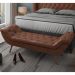 Puff Recamier Decorativo com Tachas 140 cm Santorini P05 Corino Marrom - Lyam Decor