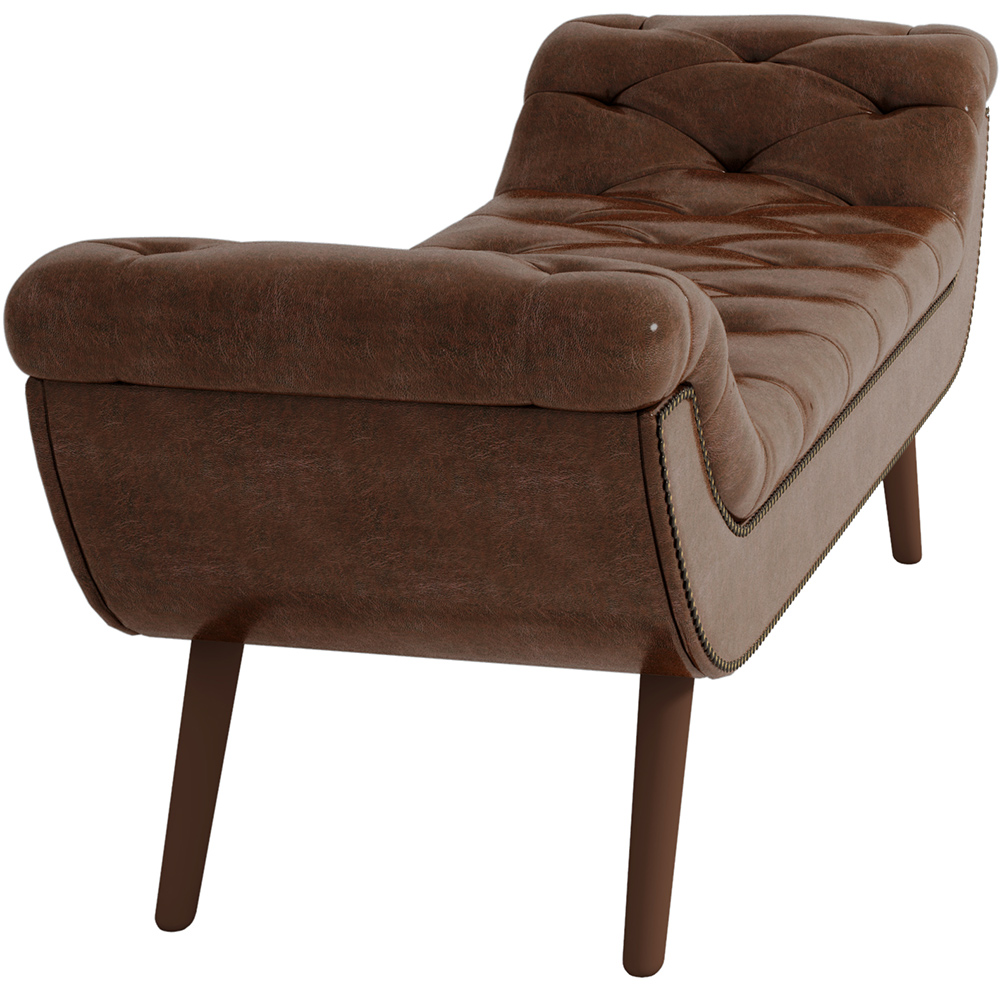 Puff Recamier Decorativo com Tachas 140 cm Santorini P05 Corino Marrom - Lyam Decor