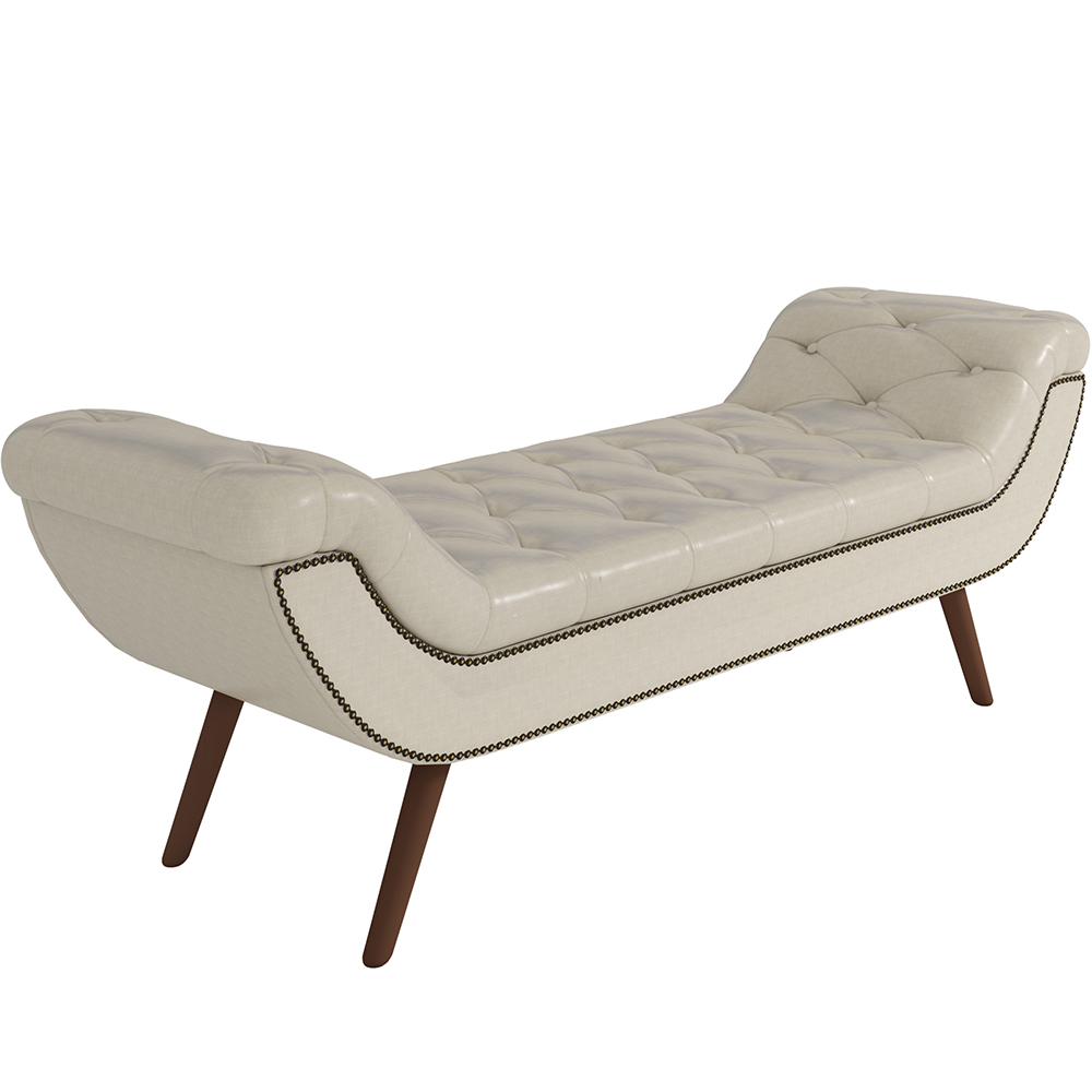 Puff Recamier Decorativo com Tachas 140 cm Santorini P05 Facto Dunas Pérola - Lyam Decor