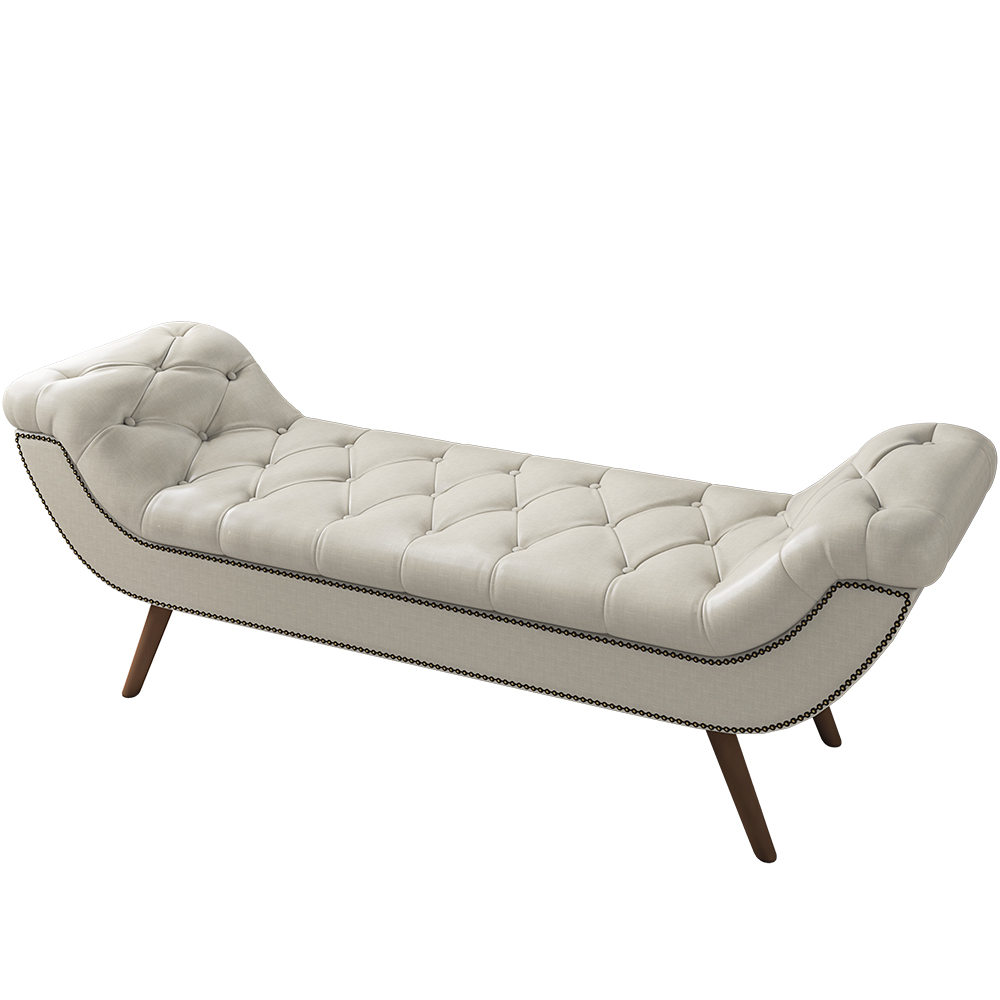 Puff Recamier Decorativo com Tachas 140 cm Santorini P05 Facto Dunas Pérola - Lyam Decor