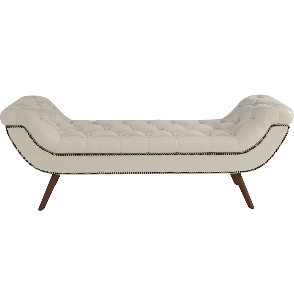 Puff Recamier Decorativo com Tachas 140 cm Santorini P05 Facto Dunas Pérola - Lyam Decor