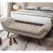 Puff Recamier Decorativo com Tachas 140 cm Santorini P05 Linho Bege Claro - Lyam Decor