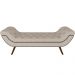 Puff Recamier Decorativo com Tachas 140 cm Santorini P05 Linho Bege Claro - Lyam Decor