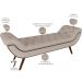 Puff Recamier Decorativo com Tachas 140 cm Santorini P05 Linho Bege Claro - Lyam Decor