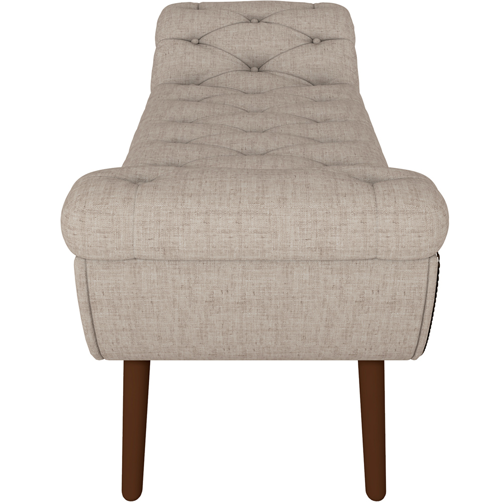 Puff Recamier Decorativo com Tachas 140 cm Santorini P05 Linho Bege Claro - Lyam Decor