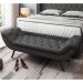Puff Recamier Decorativo com Tachas 140 cm Santorini P05 Linho Cinza Escuro - Lyam Decor