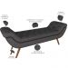 Puff Recamier Decorativo com Tachas 140 cm Santorini P05 Linho Cinza Escuro - Lyam Decor