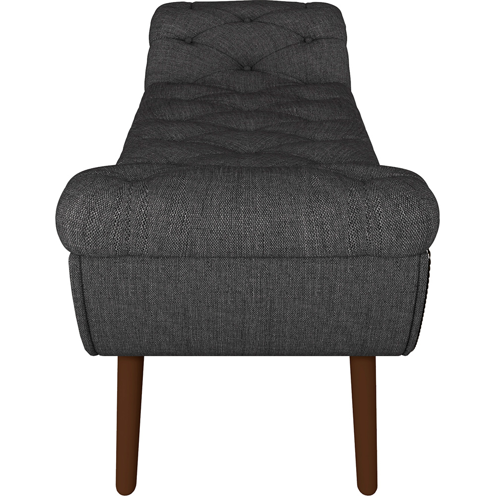 Puff Recamier Decorativo com Tachas 140 cm Santorini P05 Linho Cinza Escuro - Lyam Decor