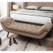 Puff Recamier Decorativo com Tachas 140 cm Santorini P05 Veludo Bege - Lyam Decor
