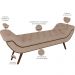 Puff Recamier Decorativo com Tachas 140 cm Santorini P05 Veludo Bege - Lyam Decor