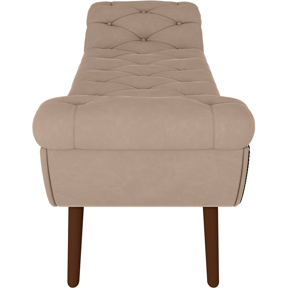 Puff Recamier Decorativo com Tachas 140 cm Santorini P05 Veludo Bege - Lyam Decor