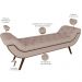 Puff Recamier Decorativo com Tachas 195 cm Santorini P05 Linho Bege - Lyam Decor