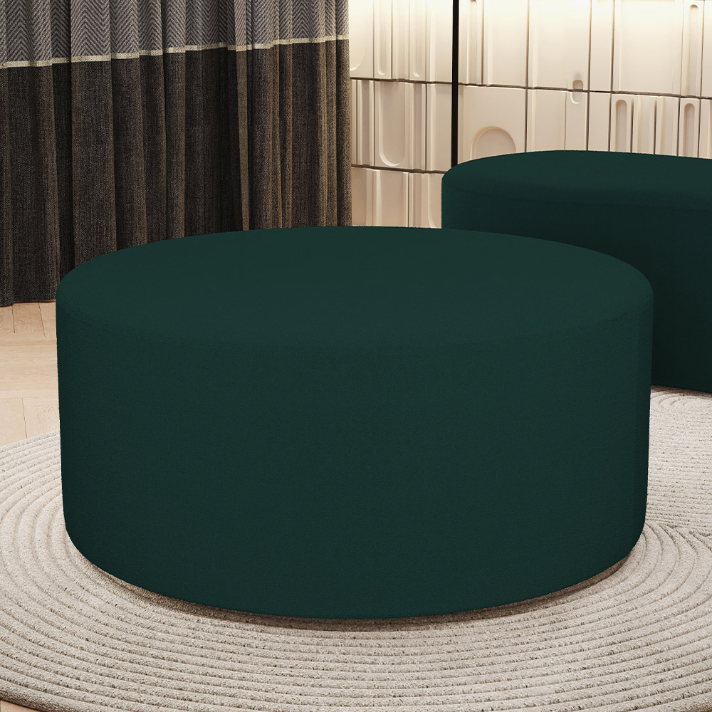 Puff Redondo Orgânico para Living 90cm Lola W01 Bouclê Verde - Lyam Decor