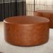 Puff Redondo Orgânico para Living 90cm Lola W01 Couríssimo Camel - Lyam Decor