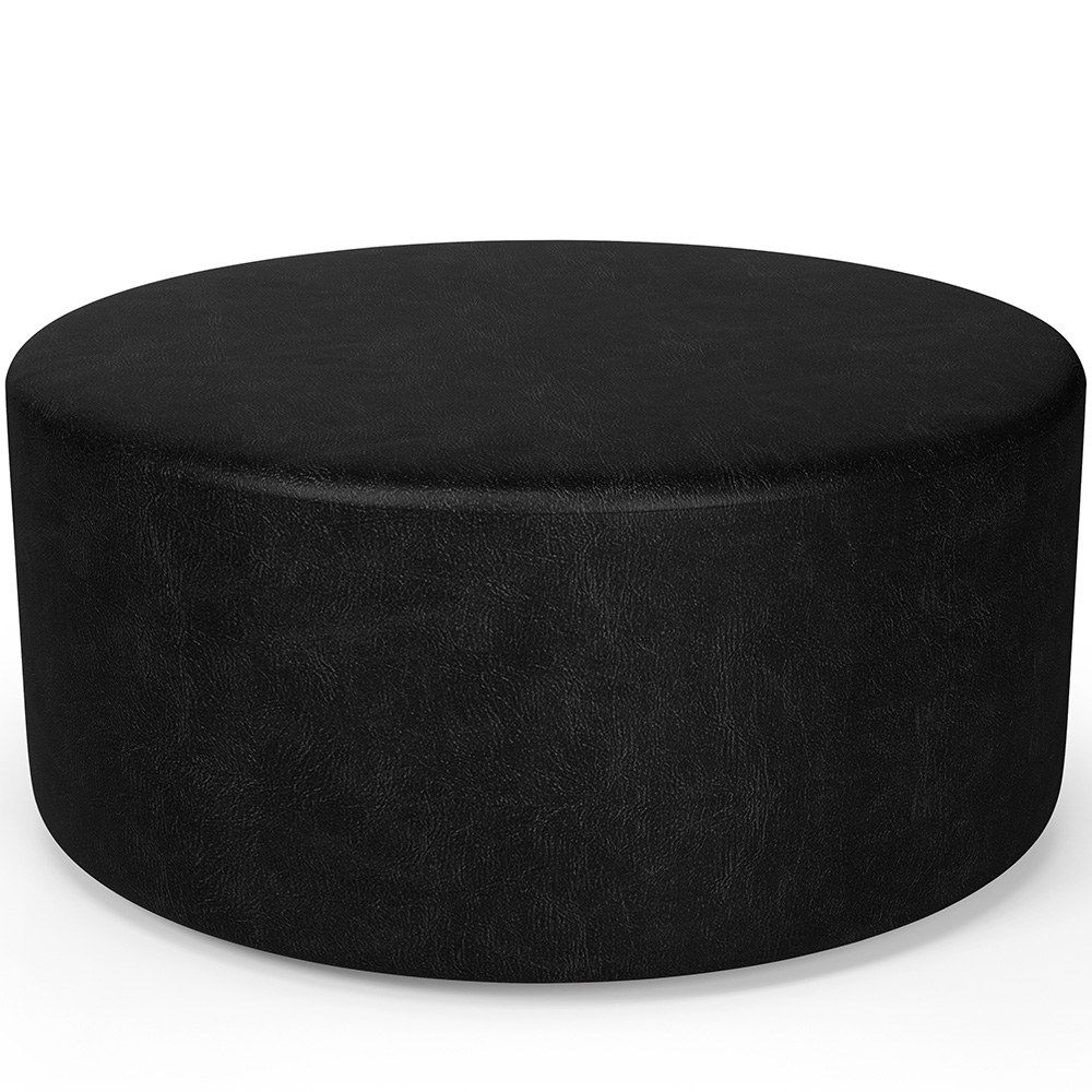Puff Redondo Orgânico para Living 90cm Lola W01 Couríssimo Preto brilho - Lyam Decor