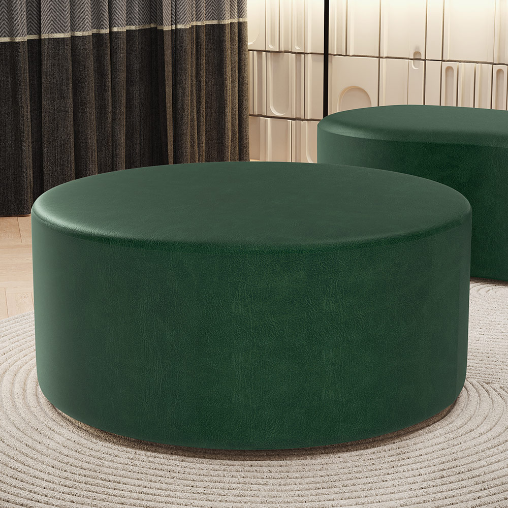 Puff Redondo Orgânico para Living 90cm Lola W01 Couríssimo Verde - Lyam Decor