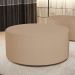 Puff Redondo Orgânico para Living 90cm Lola W01 Linho Bege Escuro - Lyam Decor